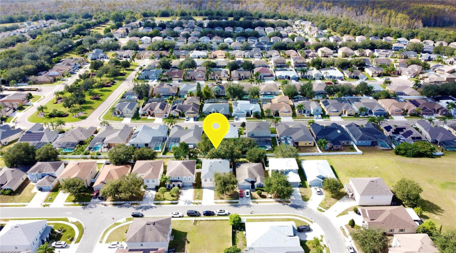 Aerial view of neighborhood