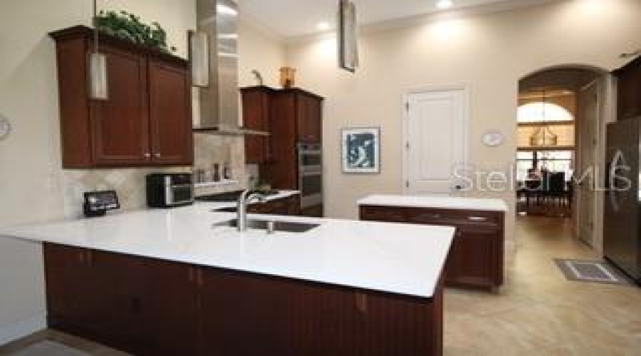 Kitchen with newly installed quartz countertops