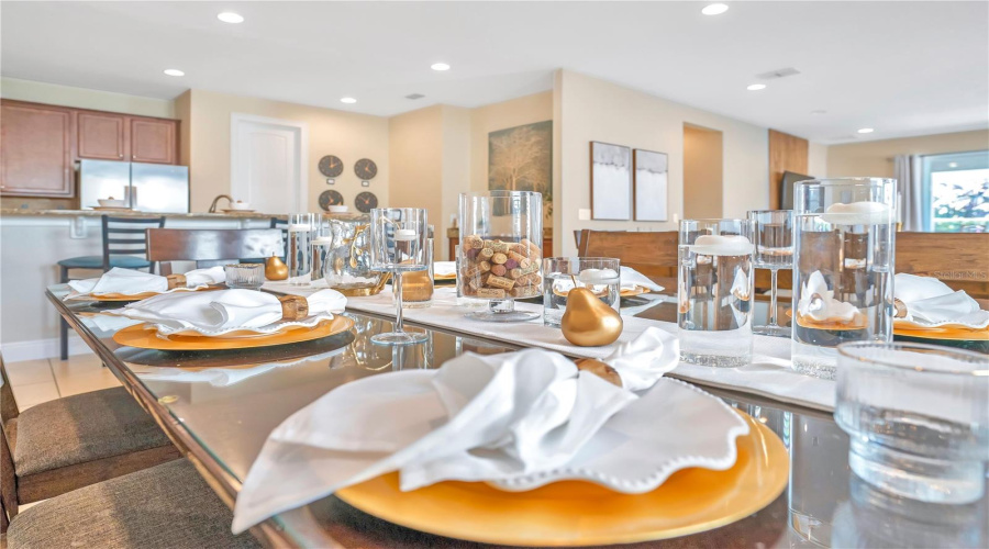 Dining space perfect for hosting larger parties.