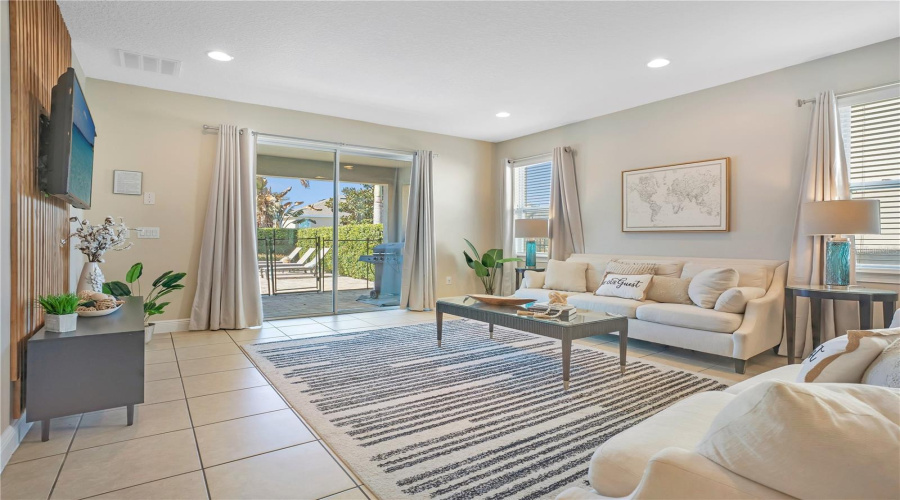 Comfortable gathering space with easy access to outdoor living areas