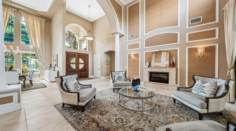 Living room with fireplace