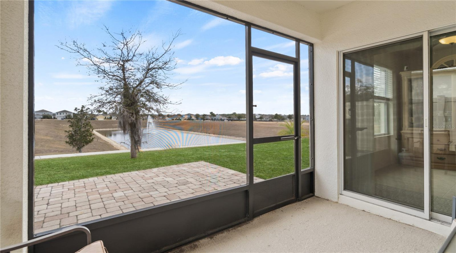 Screened porch view of pond