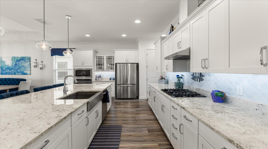 Gourmet Kitchen with Massive Island- Quartz countertops