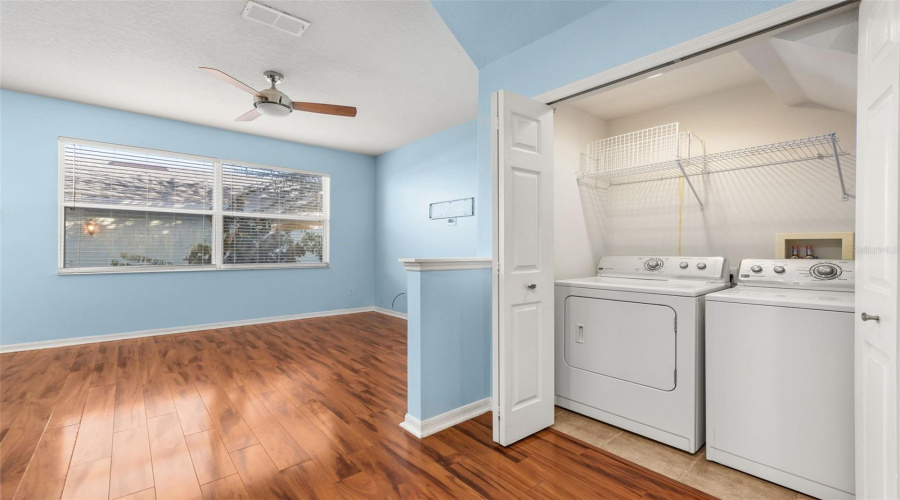 Laundry area and Living Room.