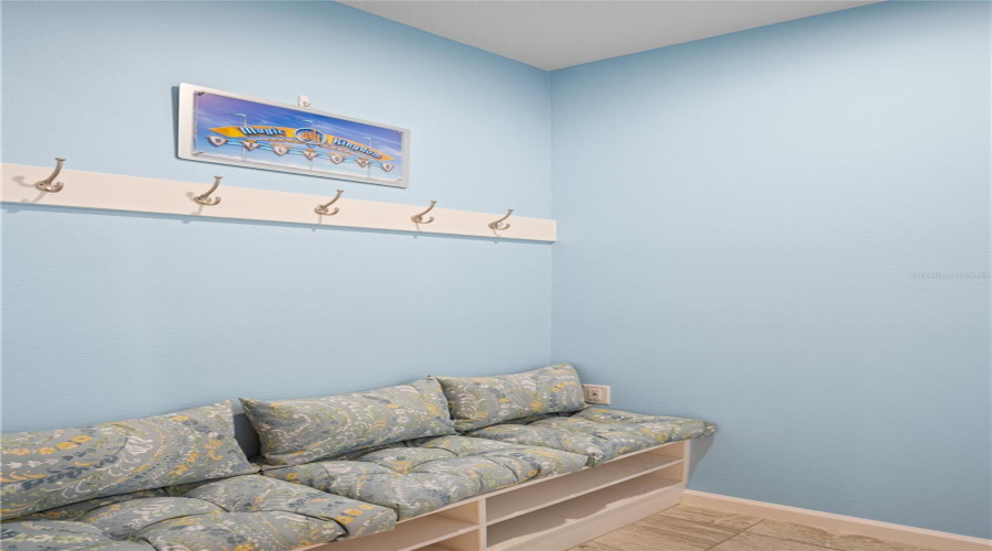 Mudroom with entrance to garage