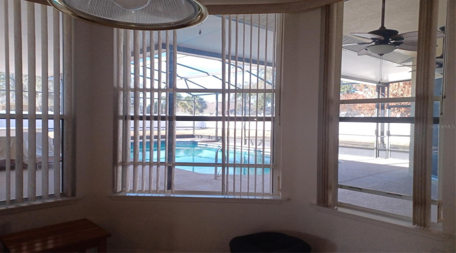 Kitchen area view of pool