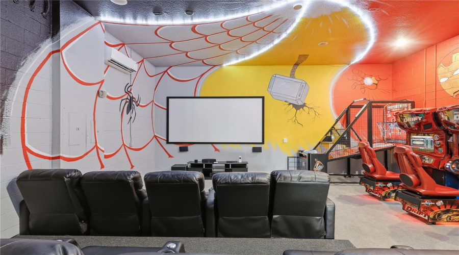 Garage Converted into Themed Game & Theater Room