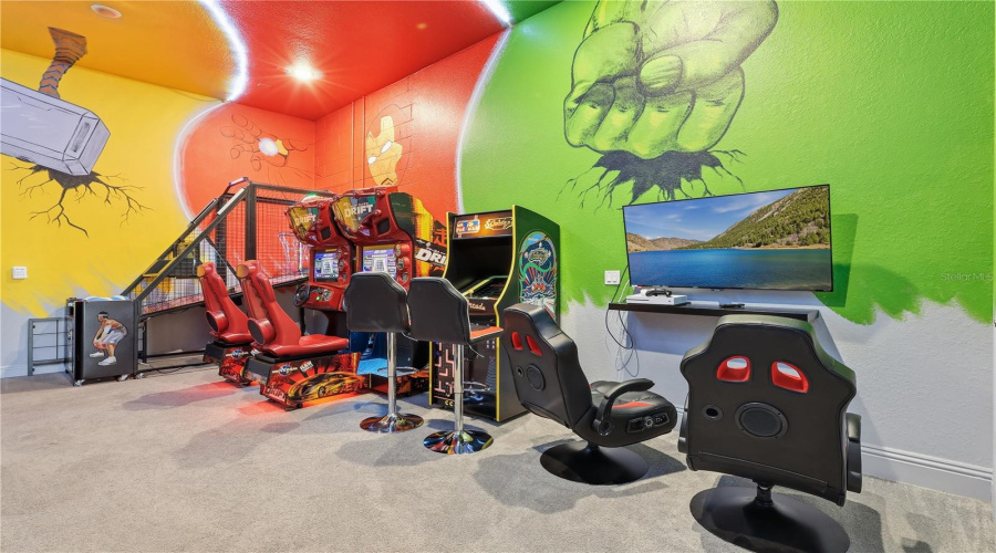 Garage Converted into Themed Game & Theater Room