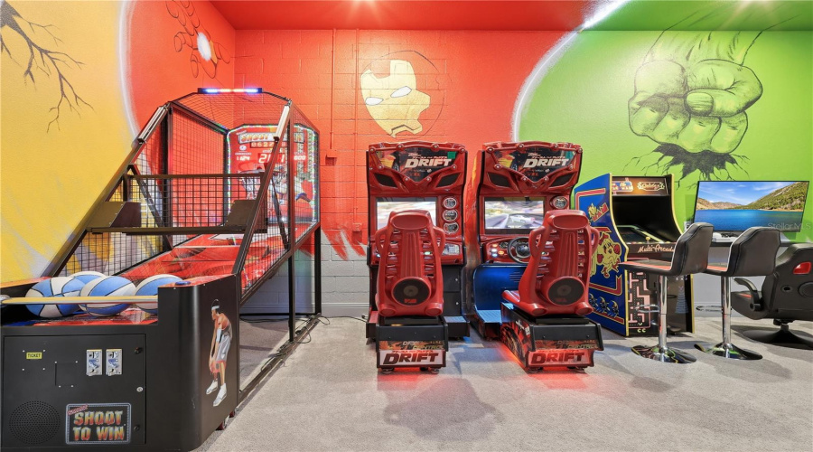 Garage Converted into Themed Game & Theater Room