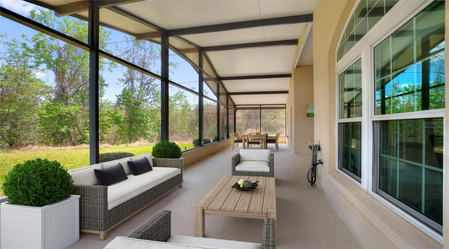 Virtually staged east-facing lanai