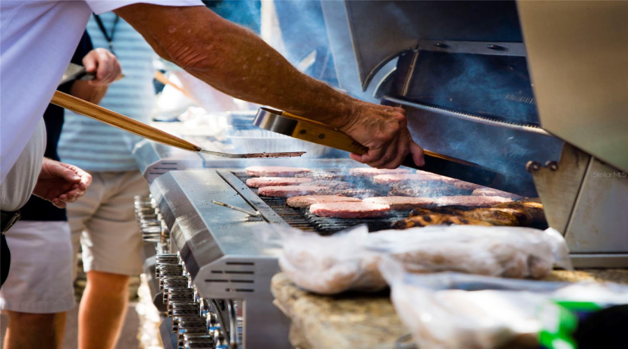 One of many community get-togethers at the outdoor kitchen