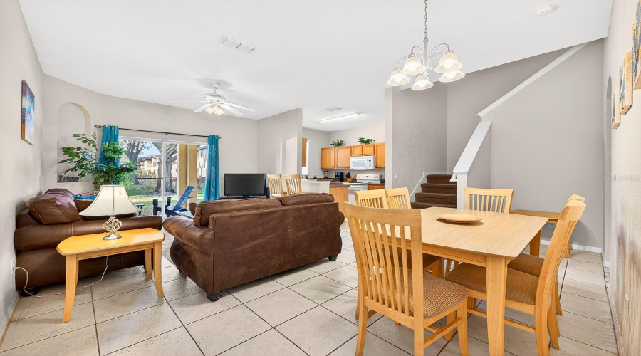 Open living and dining areas.