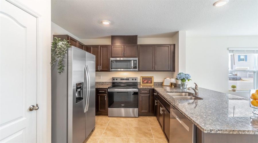 Kitchen with stainless steel appliances