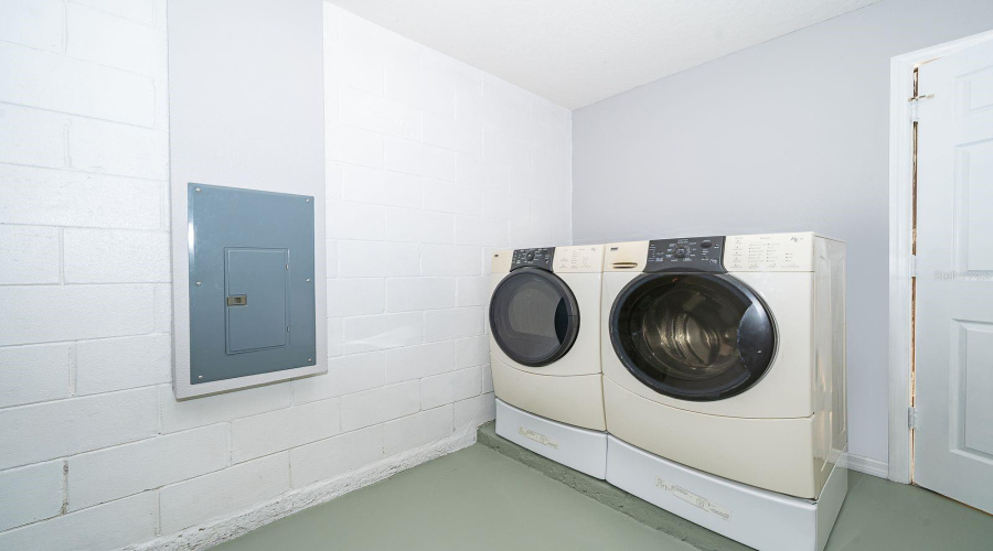 Laundry inside the garage