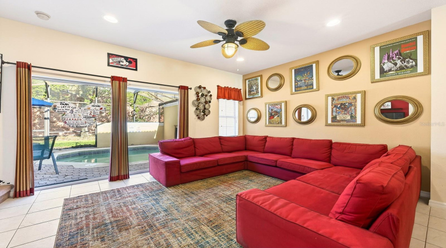 CERAMIC TILE FLOORING throughout the main living areas adds durability and a clean, modern look.