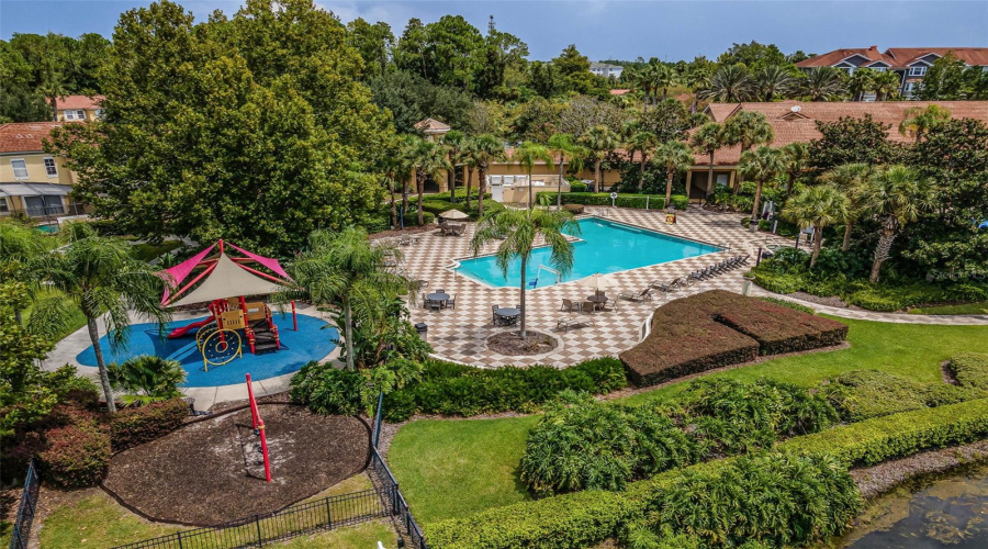 Community playground and pool.
