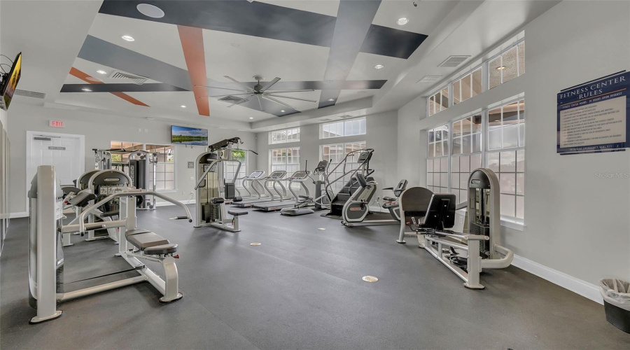 The fully-equipped fitness center.