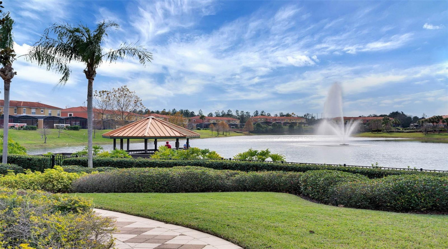 The lakefront walking path and fishing pier.