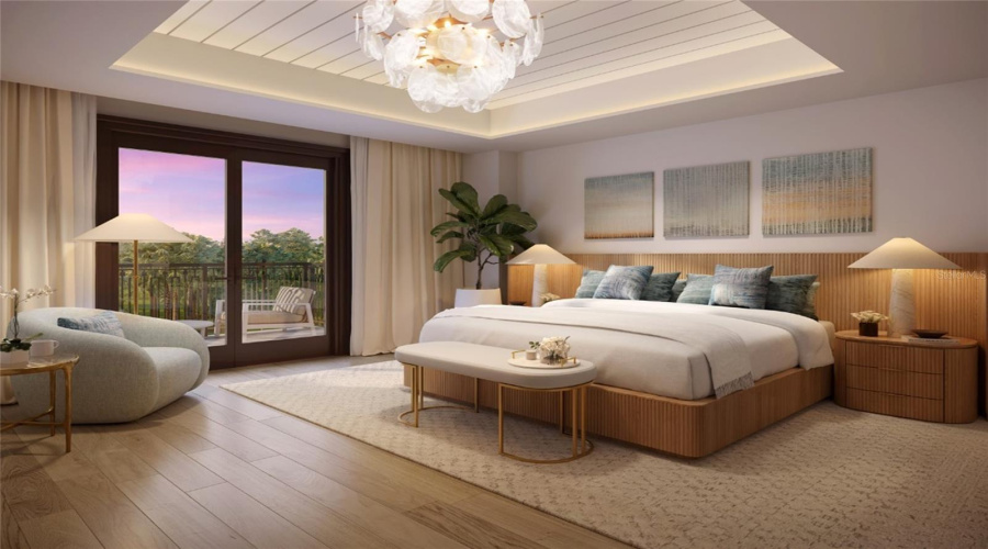 Artist Rendering. Spacious Primary suite with balcony access.