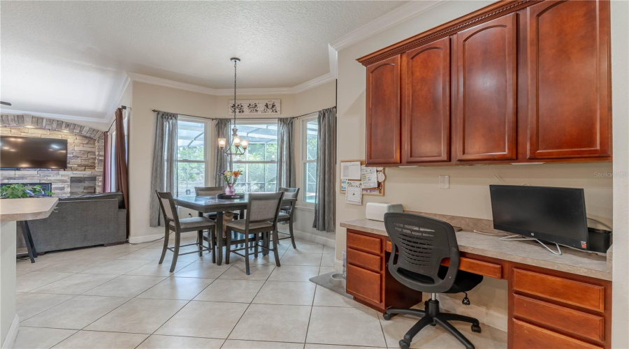 Breakfast nook and built in desk area