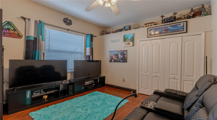 Bedroom 3, currently a game room