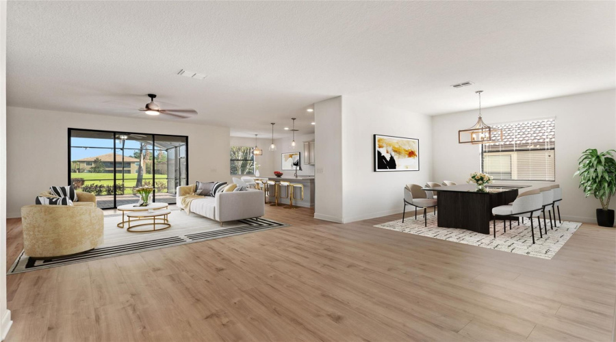 virtually staged main living room/dining room