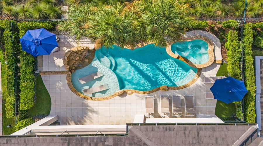 Aerial View of Pool Area Daytime