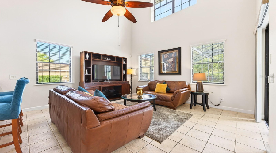 Two story family room.