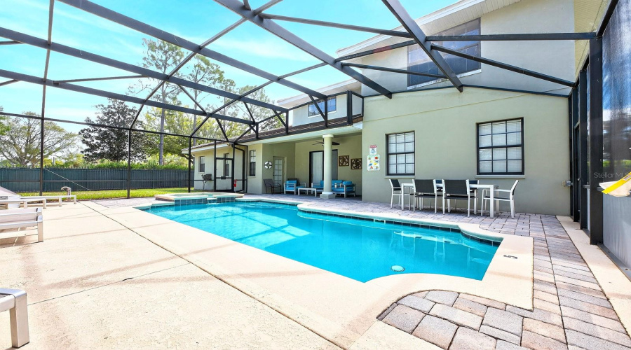 Private screened pool and spa.