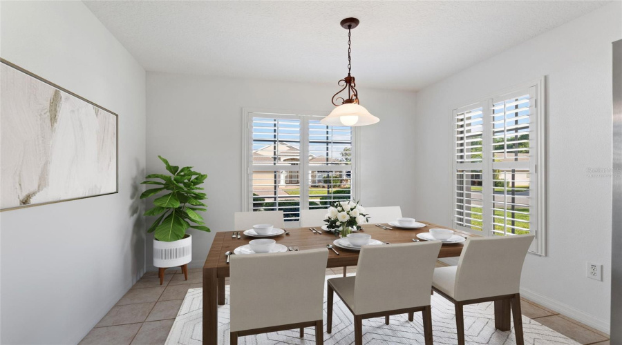 Virtually staged dining area in kitchen