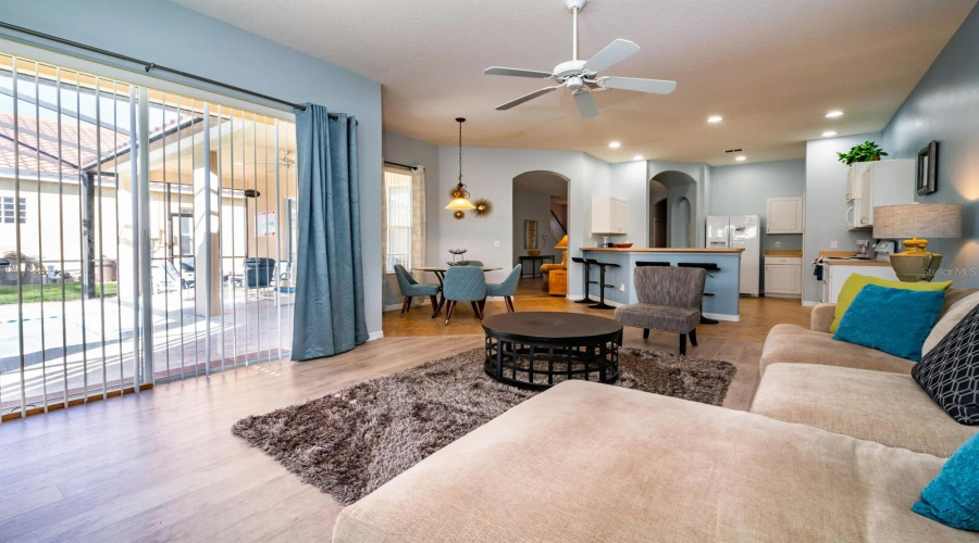 Family room opens to backyard and pool area