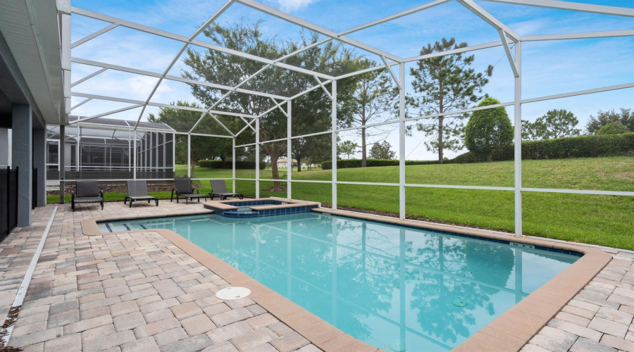 Screened in pool and spa