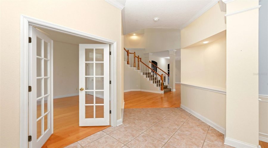 Front entry view into office/study