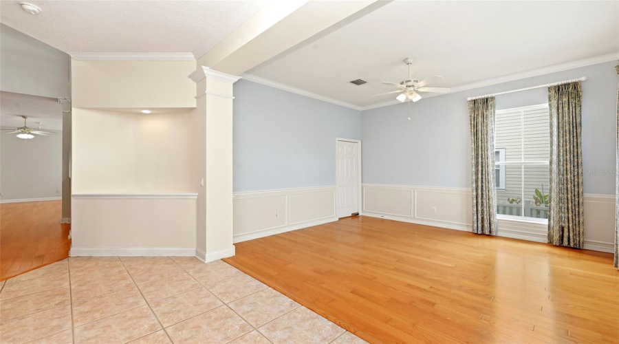 view from front entry into the dining room