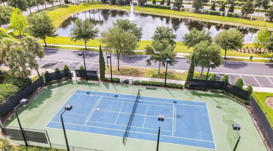 Aerial view of Tennis court
