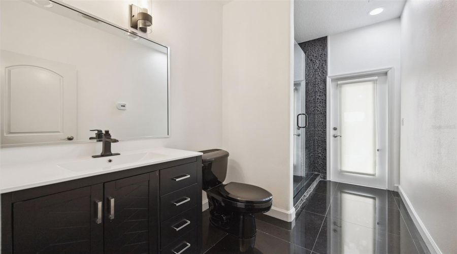 Renovated Bathroom with Pool Access