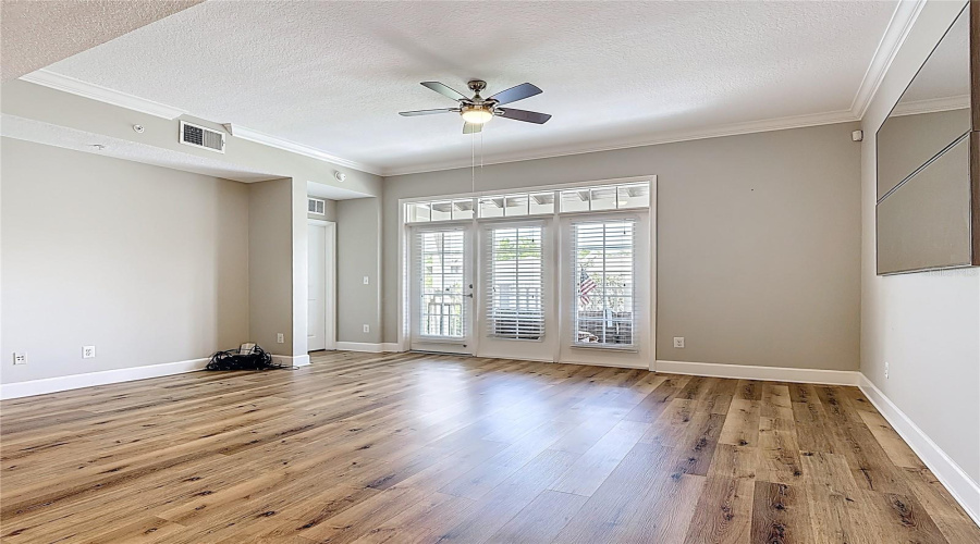 Entertainment Alcove and French Door to Terrace