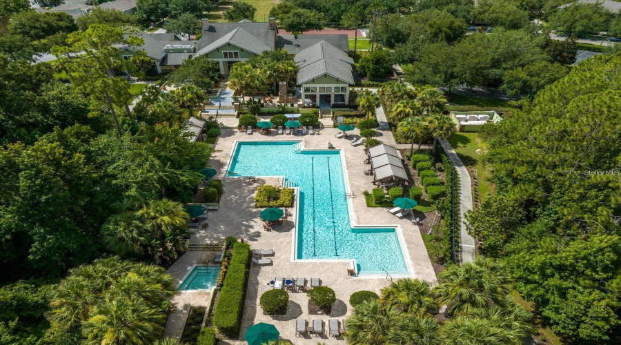 Aerial of Clubhouse Pool and Spa
