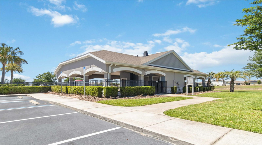 Community Pool Entrance and restrooms