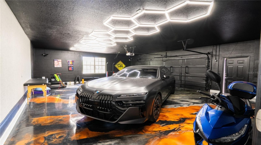 Stylish garage to keep two large cars.