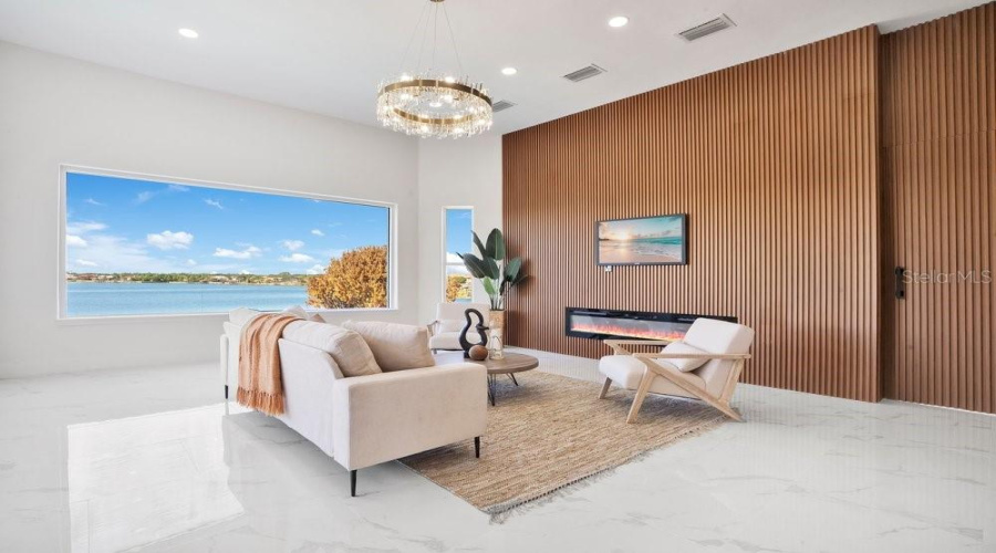 Family Room has panoramic Lake views