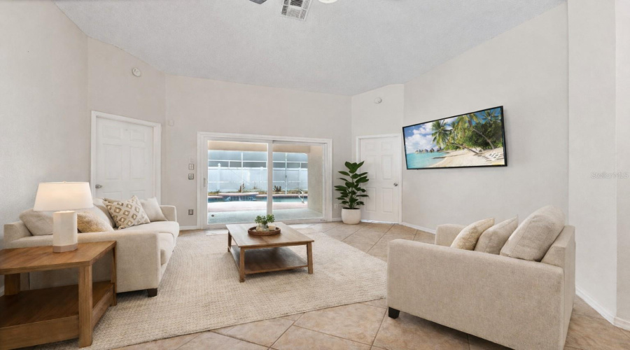 Virtual staged living room