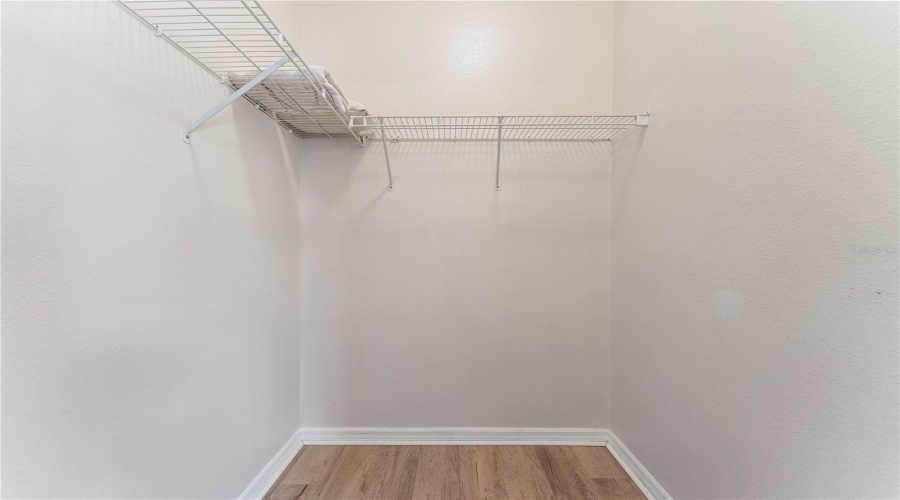 Primary bedroom has a large walk in closet