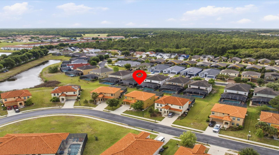 Aerial with golf course in the background