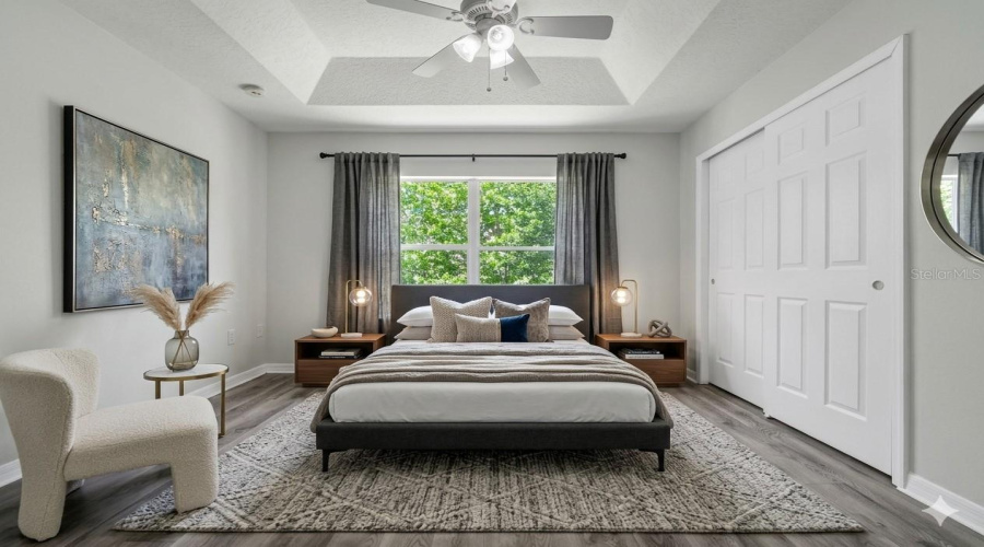 digital staging in master bedroom