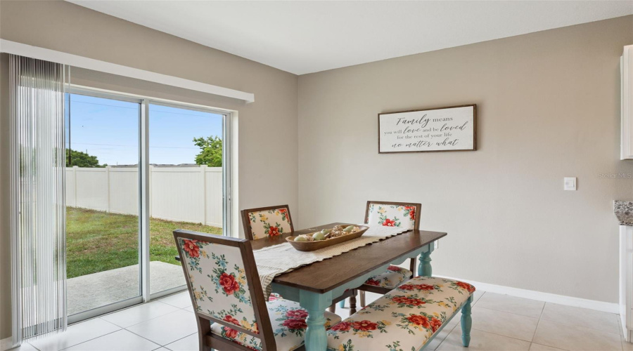 View of the dining area from the family room