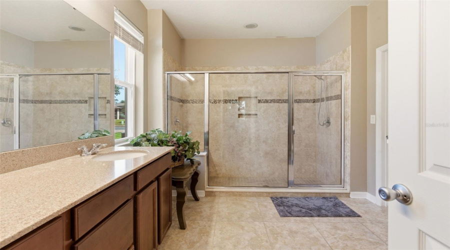 Walk in Shower with a bench