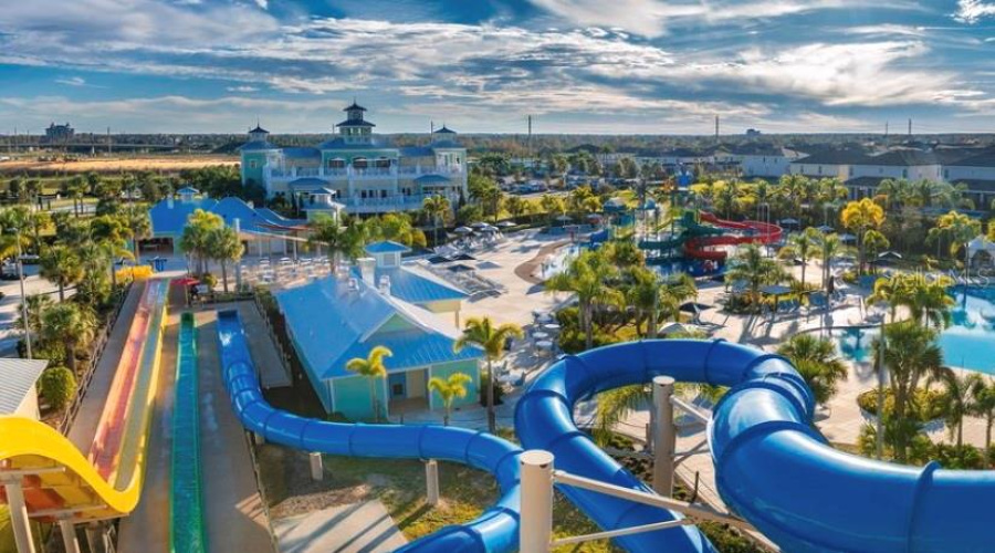 World-class resort waterpark featuring slides, splash zones, and poolside relaxation