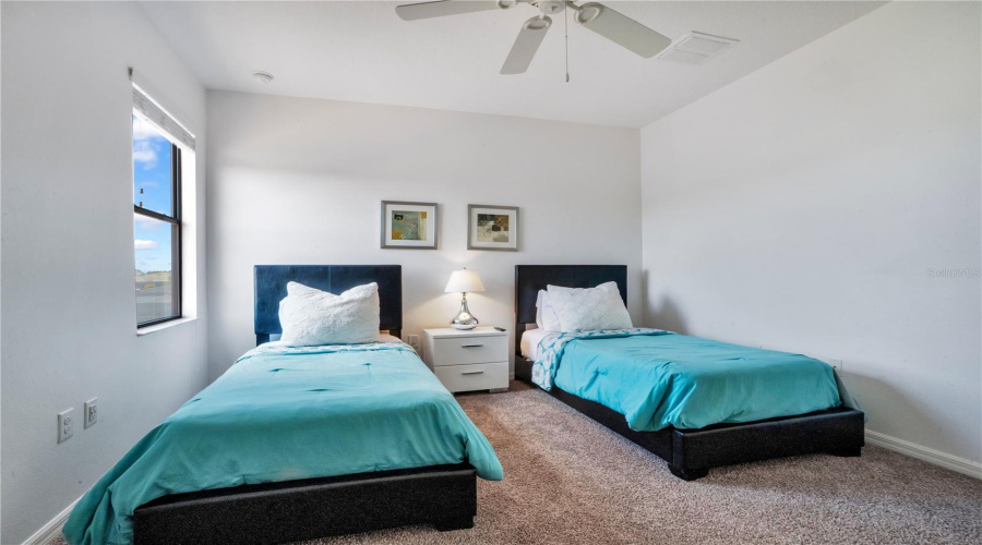 Dual twin layout ideal for short term rental occupancy.