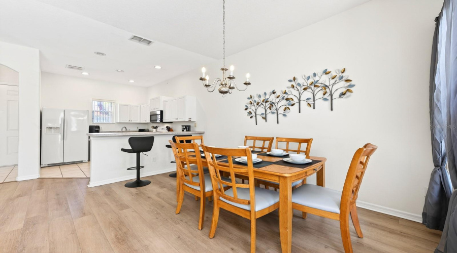 Dining area is also open to the kitchen.